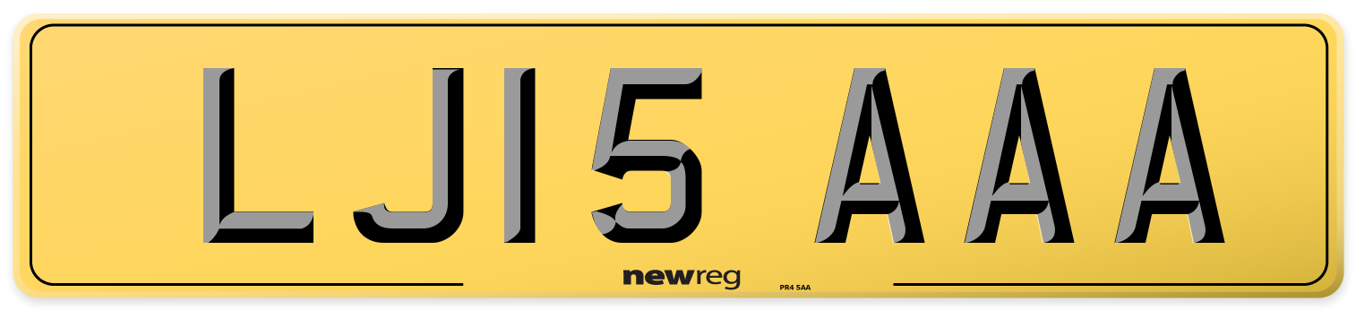 LJ15 AAA Rear Number Plate