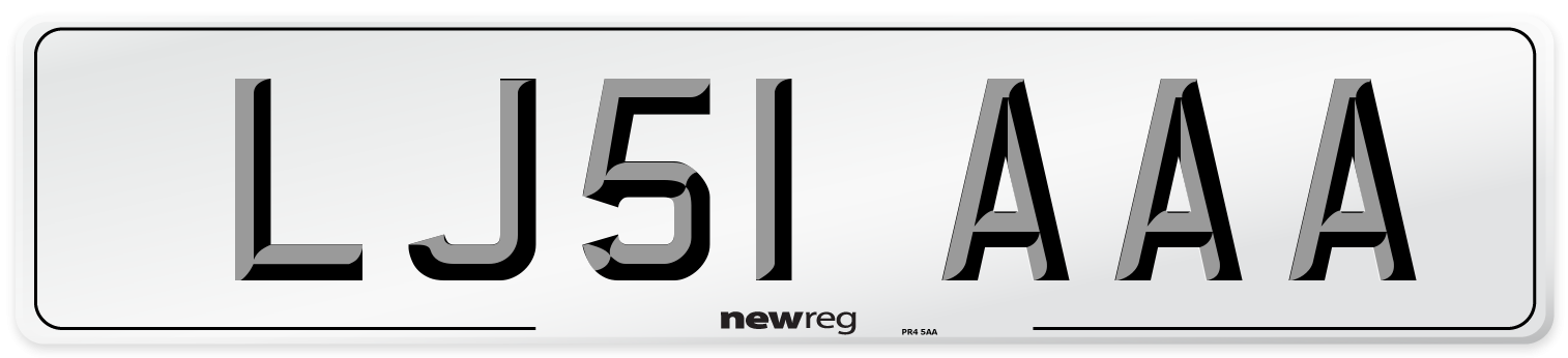 LJ51 AAA Front Number Plate