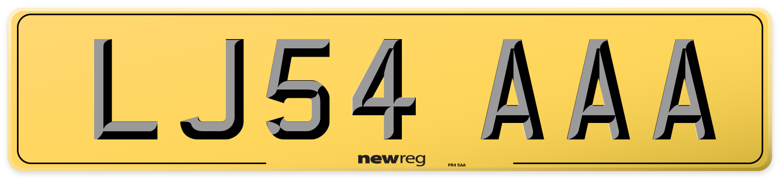 LJ54 AAA Rear Number Plate