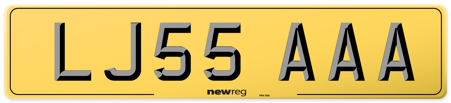 LJ55 AAA Rear Number Plate