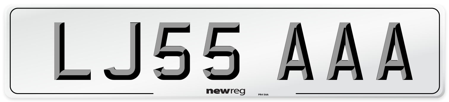 LJ55 AAA Front Number Plate