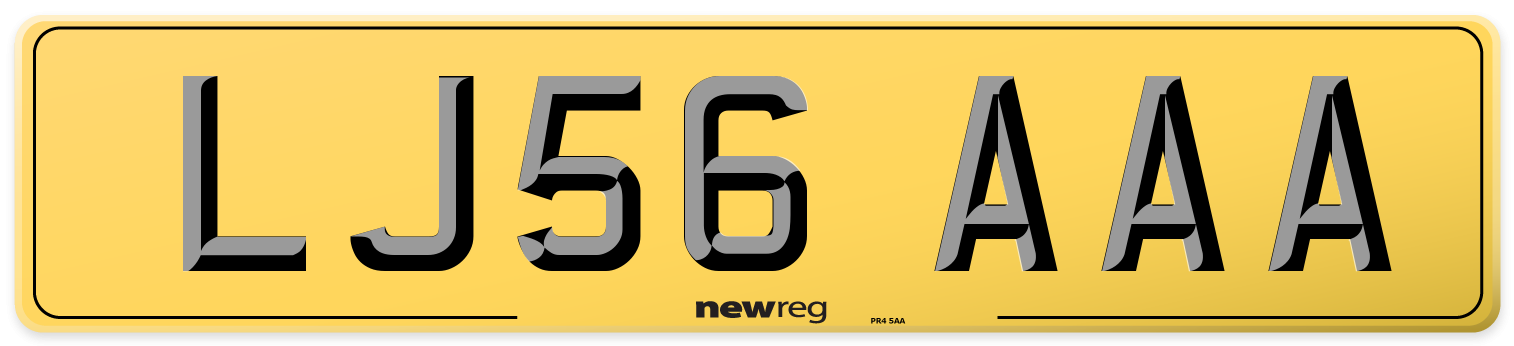 LJ56 AAA Rear Number Plate
