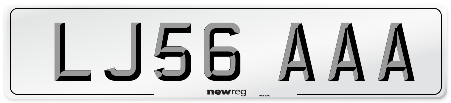 LJ56 AAA Front Number Plate