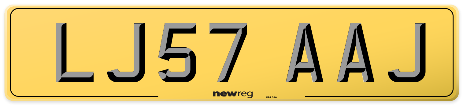 LJ57 AAJ Rear Number Plate
