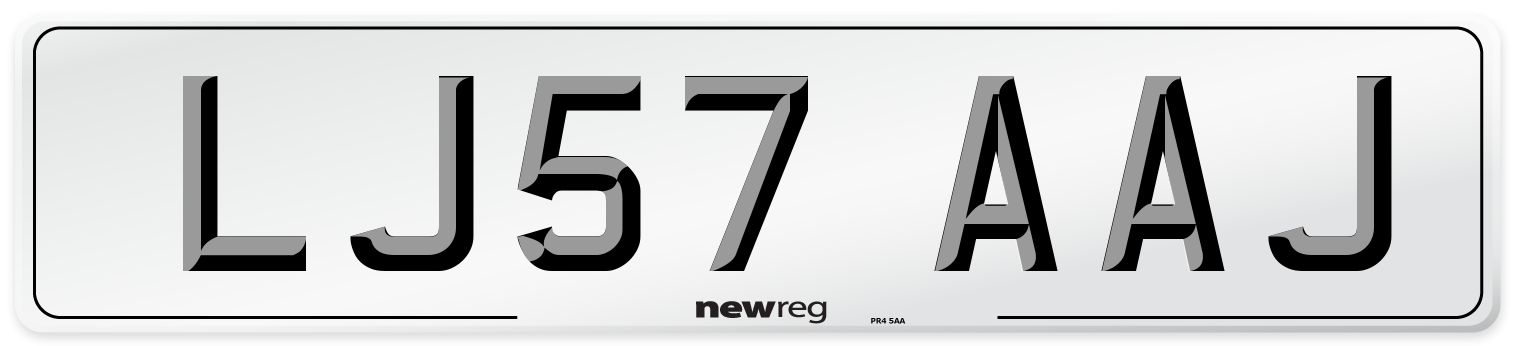 LJ57 AAJ Front Number Plate