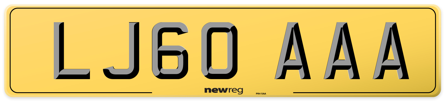 LJ60 AAA Rear Number Plate