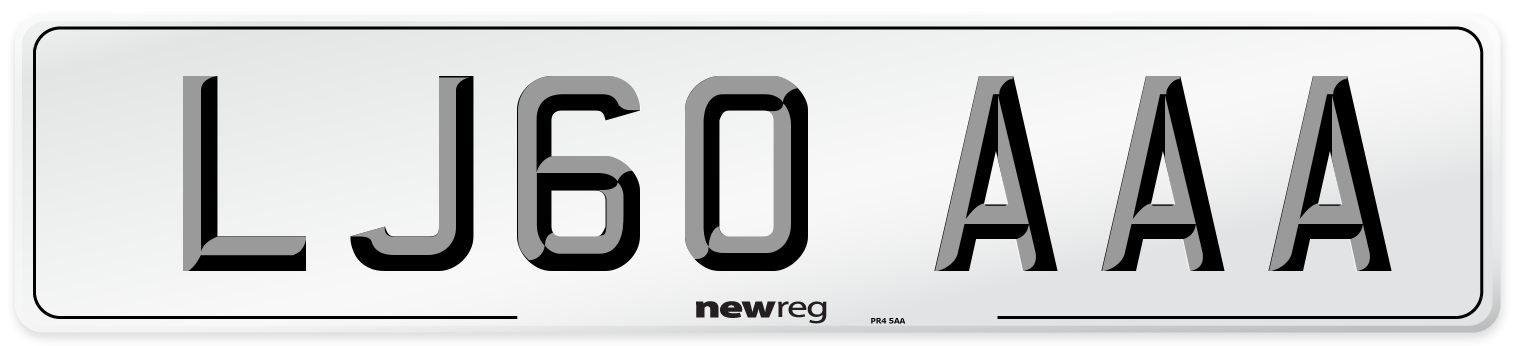 LJ60 AAA Front Number Plate