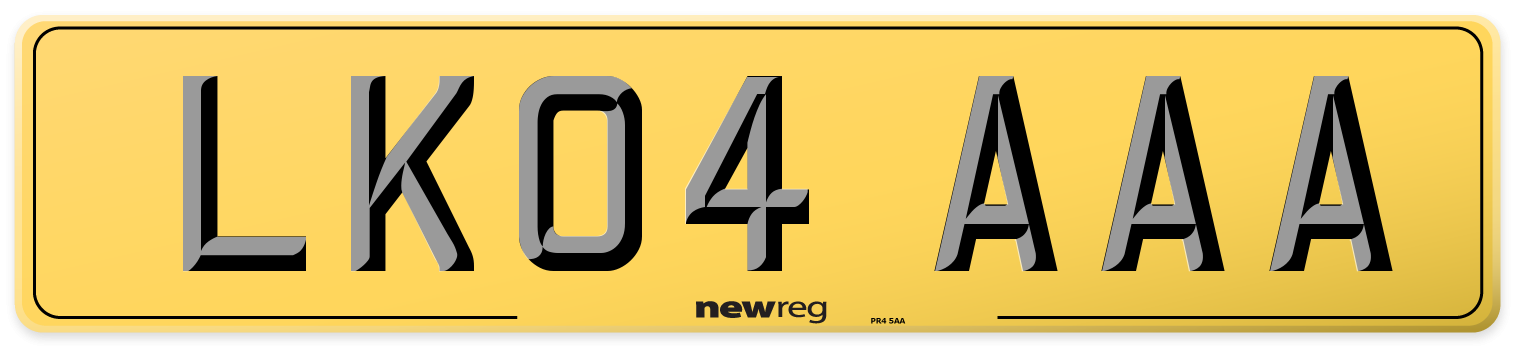 LK04 AAA Rear Number Plate
