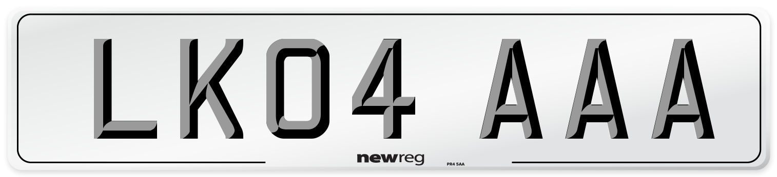 LK04 AAA Front Number Plate