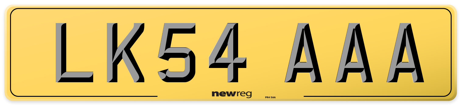 LK54 AAA Rear Number Plate