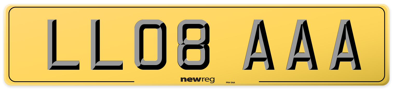 LL08 AAA Rear Number Plate