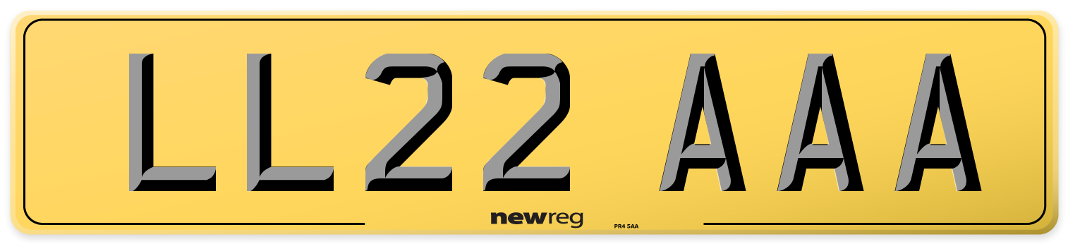 LL22 AAA Rear Number Plate