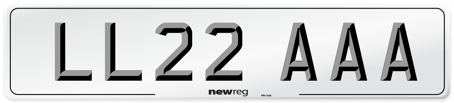LL22 AAA Front Number Plate