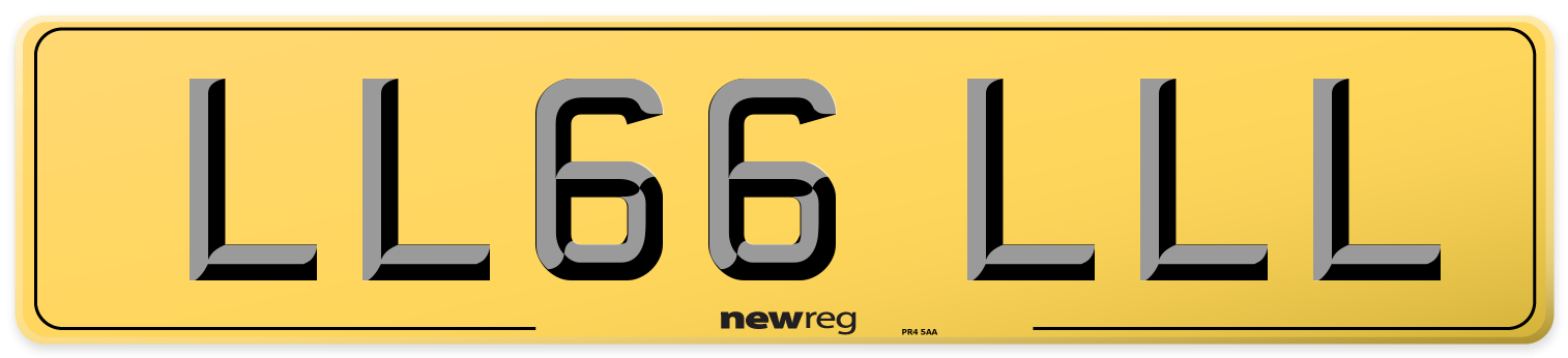 LL66 LLL Rear Number Plate