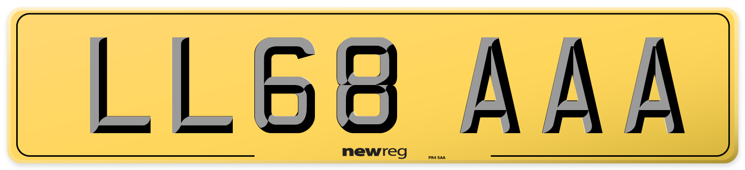 LL68 AAA Rear Number Plate