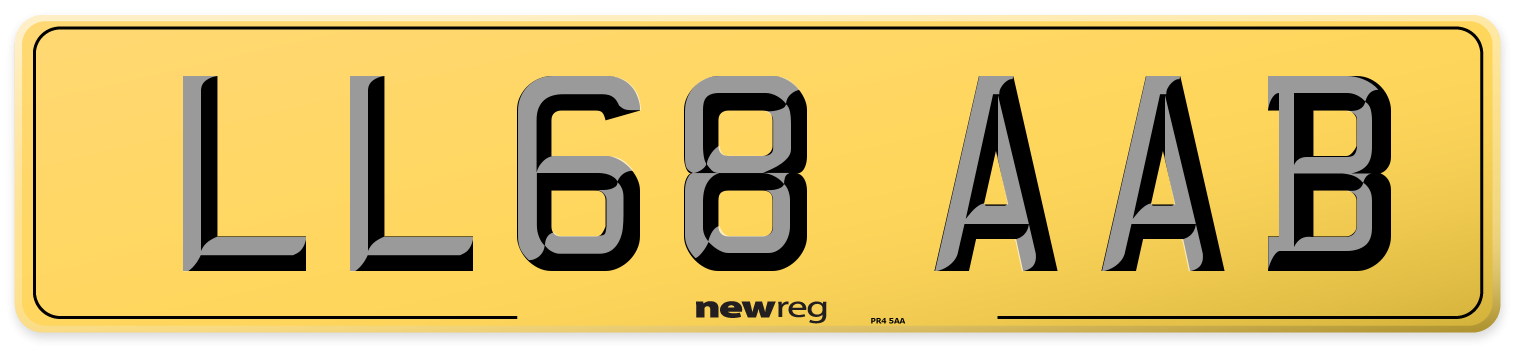 LL68 AAB Rear Number Plate