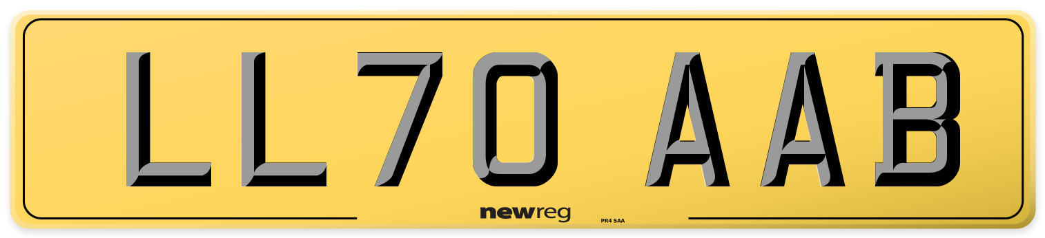 LL70 AAB Rear Number Plate