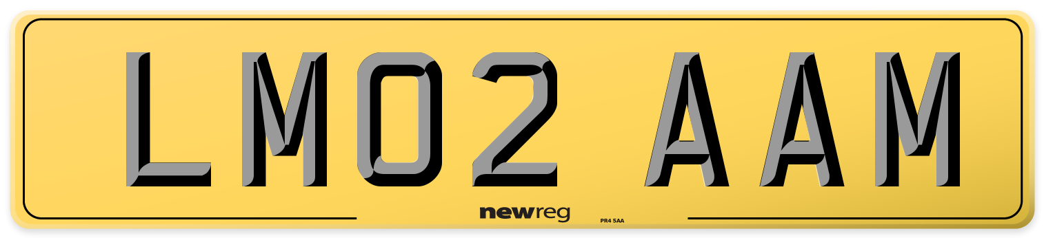 LM02 AAM Rear Number Plate