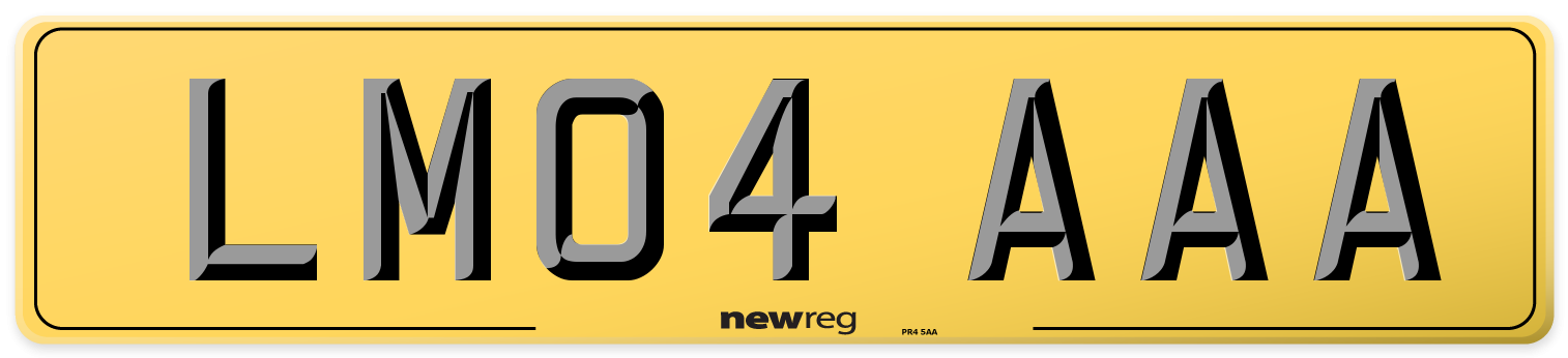 LM04 AAA Rear Number Plate