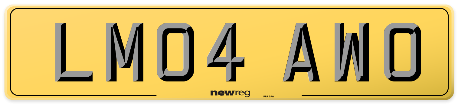LM04 AWO Rear Number Plate