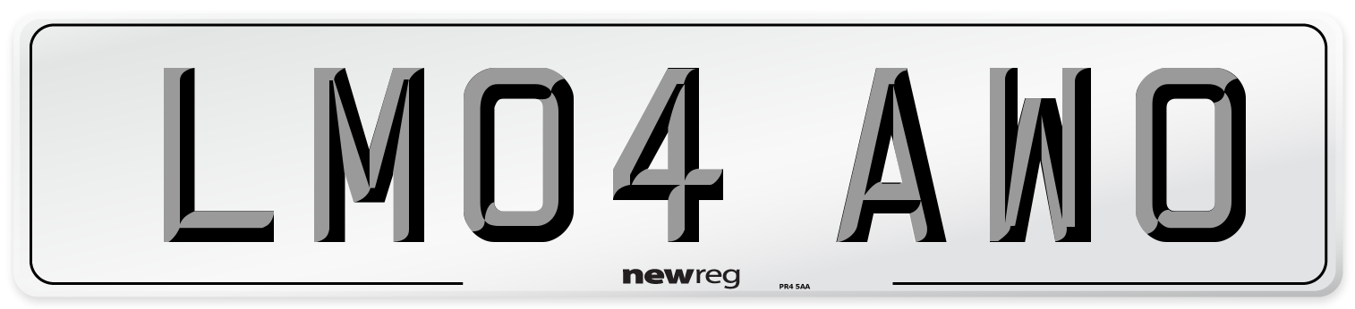 LM04 AWO Front Number Plate