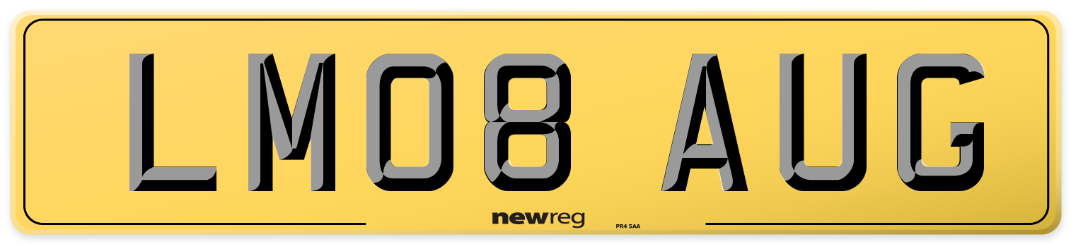 LM08 AUG Rear Number Plate