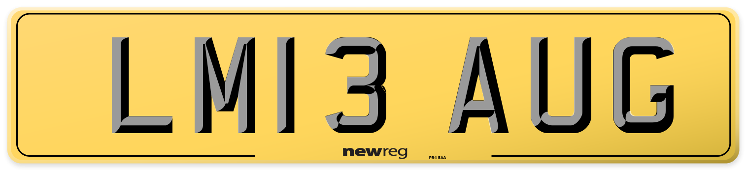 LM13 AUG Rear Number Plate