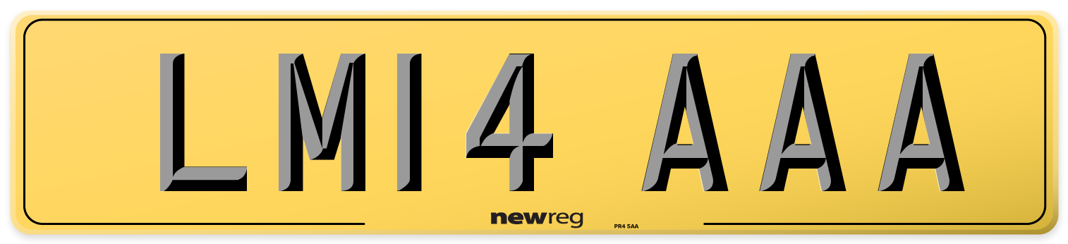 LM14 AAA Rear Number Plate