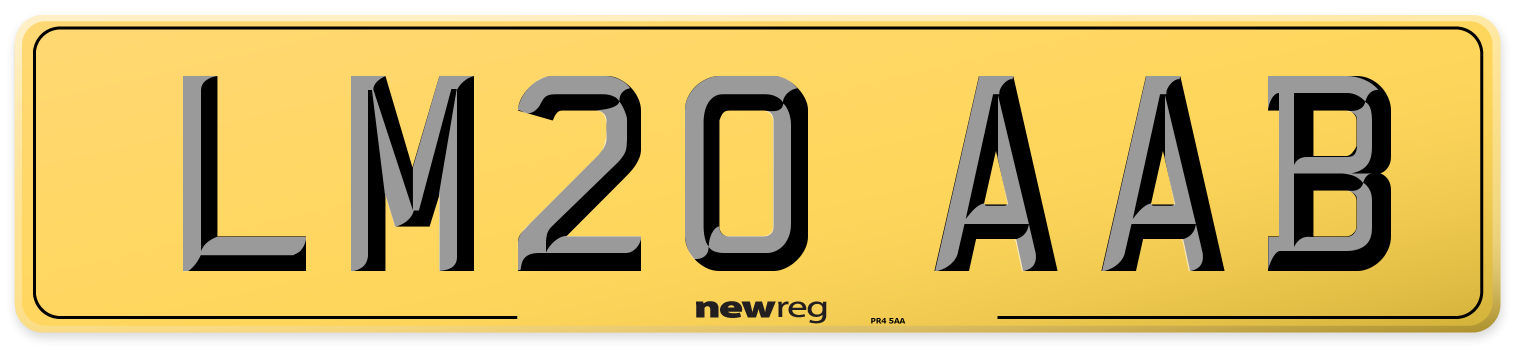 LM20 AAB Rear Number Plate