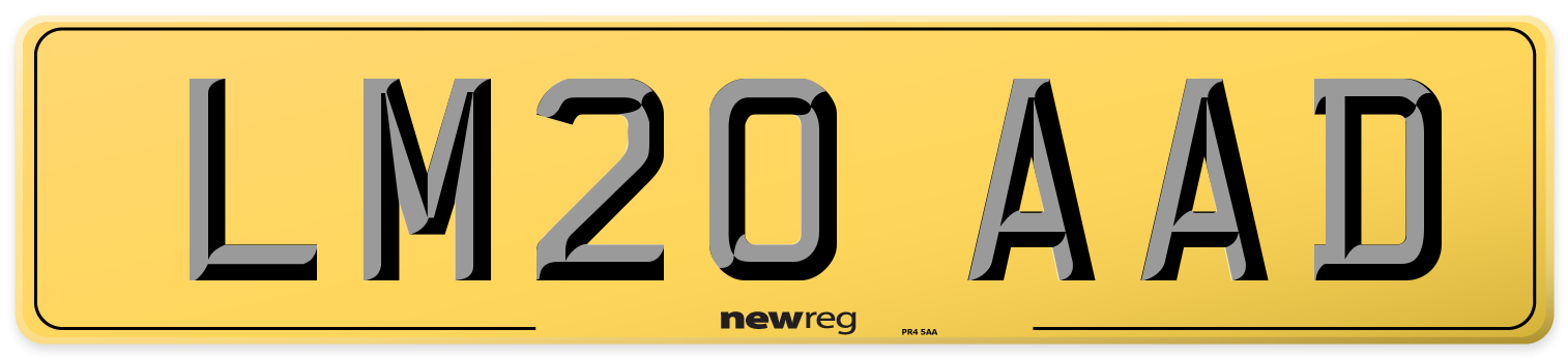 LM20 AAD Rear Number Plate