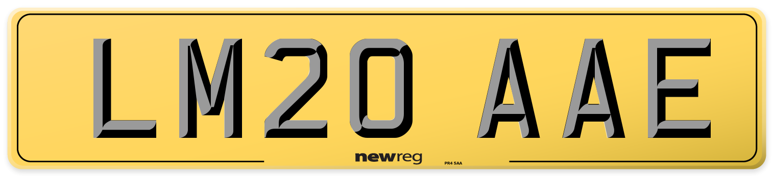 LM20 AAE Rear Number Plate