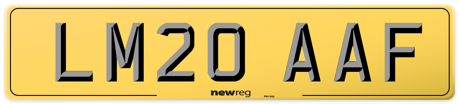 LM20 AAF Rear Number Plate