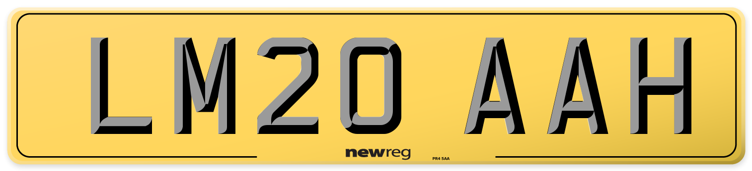LM20 AAH Rear Number Plate
