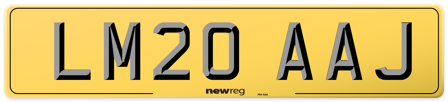 LM20 AAJ Rear Number Plate