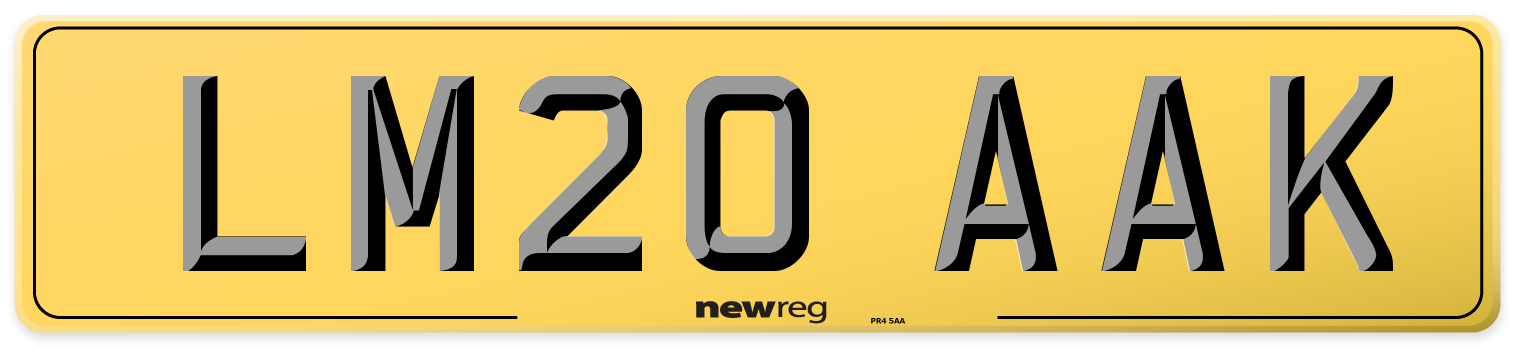LM20 AAK Rear Number Plate
