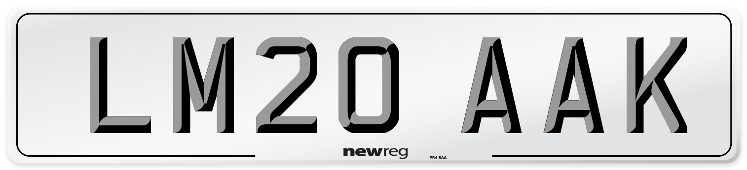 LM20 AAK Front Number Plate