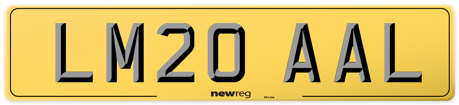 LM20 AAL Rear Number Plate