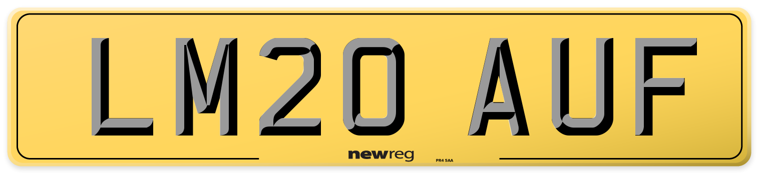 LM20 AUF Rear Number Plate