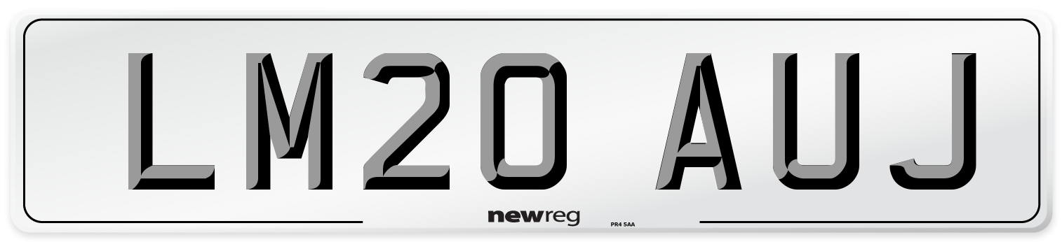 LM20 AUJ Front Number Plate