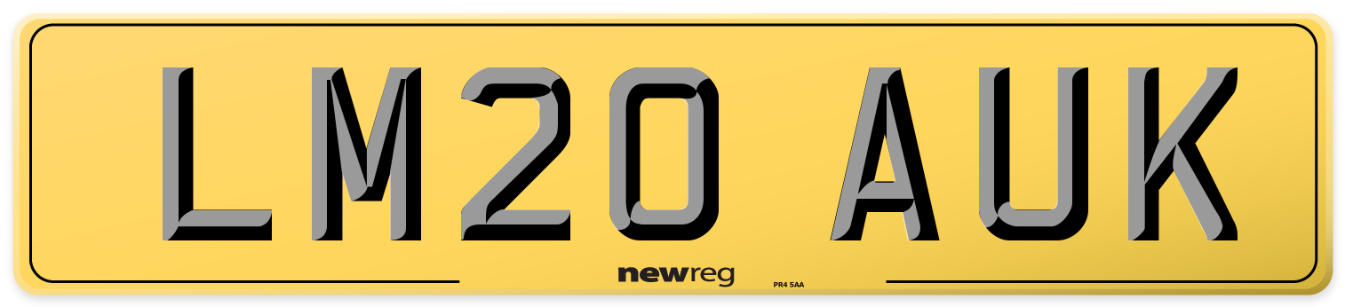 LM20 AUK Rear Number Plate
