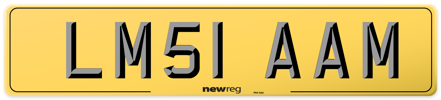 LM51 AAM Rear Number Plate