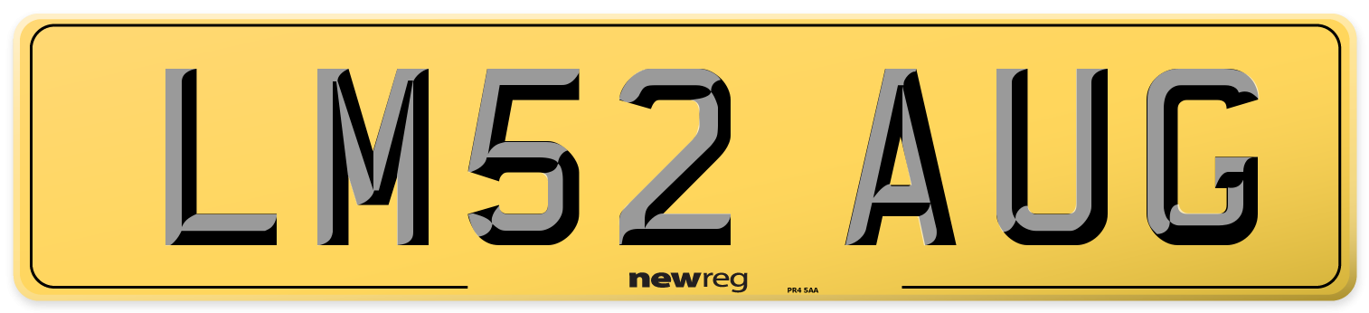 LM52 AUG Rear Number Plate