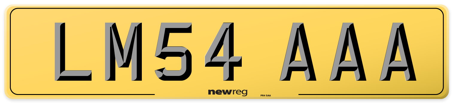 LM54 AAA Rear Number Plate
