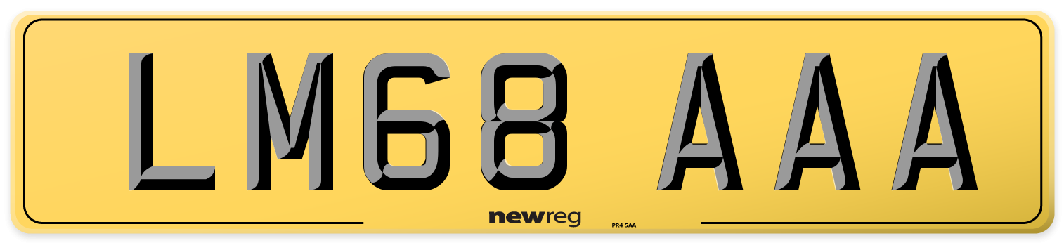 LM68 AAA Rear Number Plate