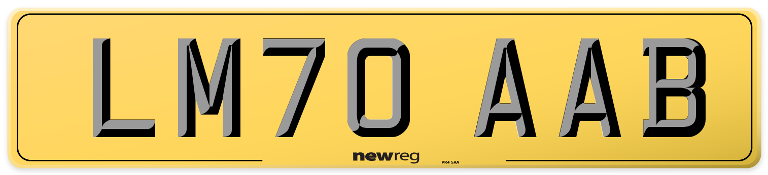 LM70 AAB Rear Number Plate