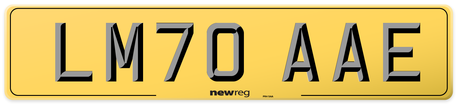 LM70 AAE Rear Number Plate