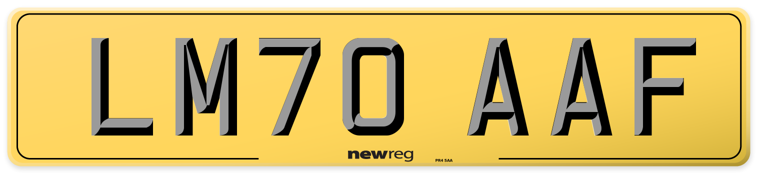 LM70 AAF Rear Number Plate