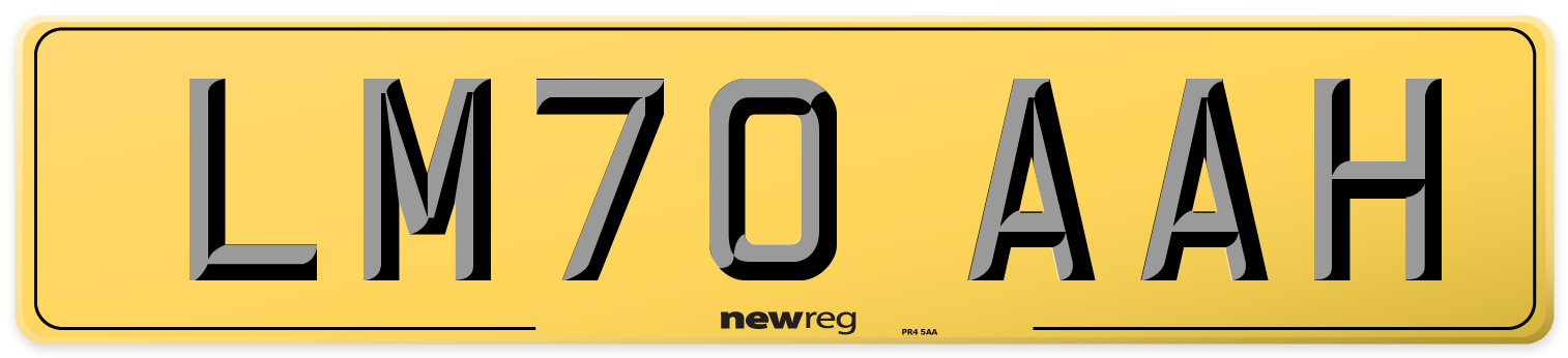 LM70 AAH Rear Number Plate