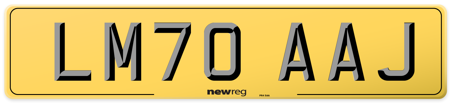 LM70 AAJ Rear Number Plate