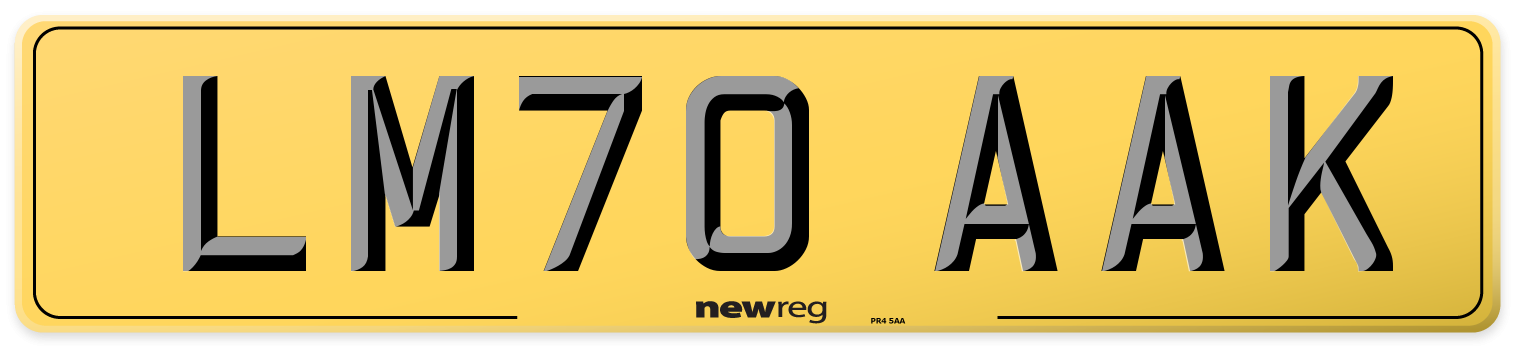 LM70 AAK Rear Number Plate